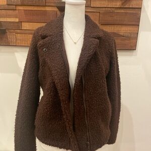 Banana Republic Dark Brown Teddy Moto Bomber Jacket Size Small. Like new!